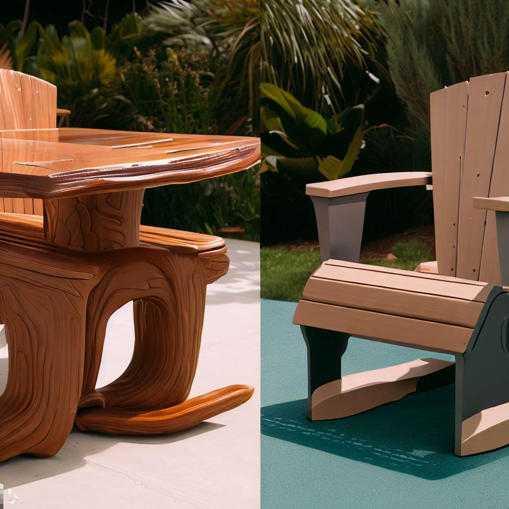 Polywood and resin outdoor furniture showcasing their unique features, durability, and styles side by side